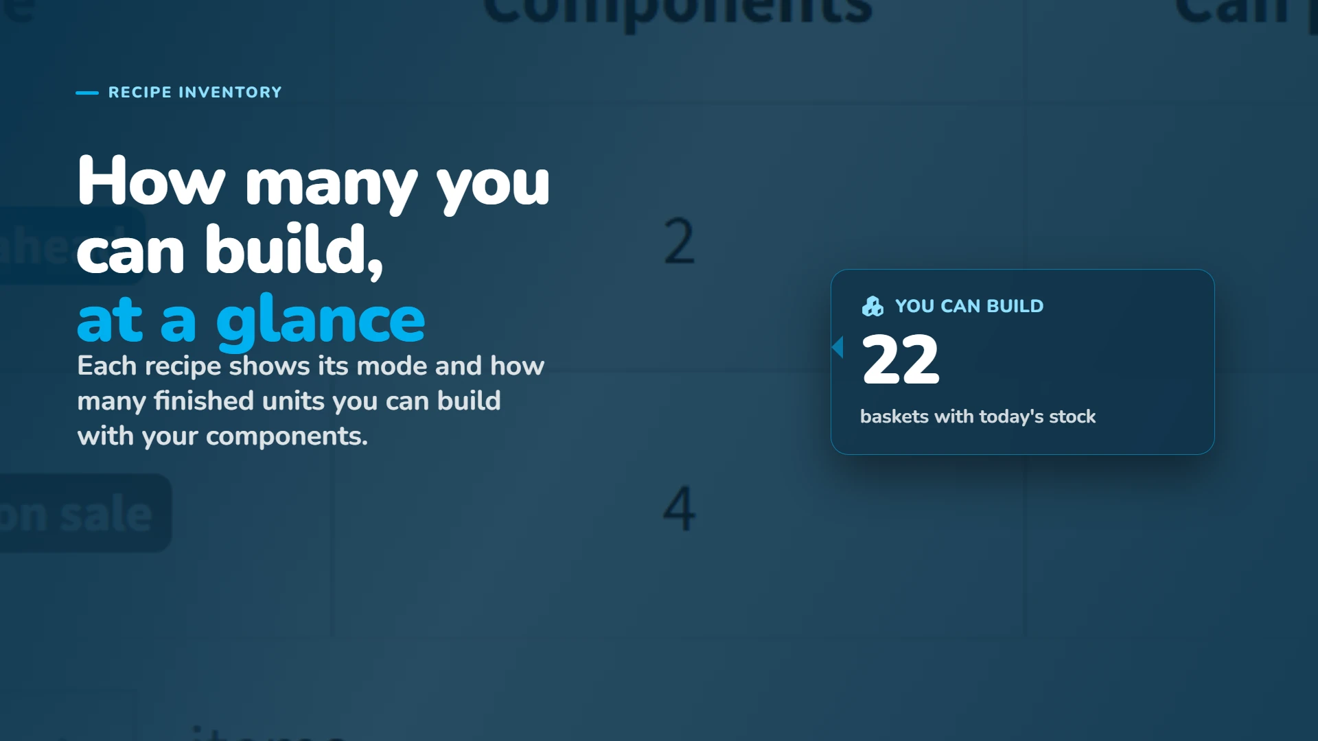 At a glance: how many finished units you can build with your stock.
