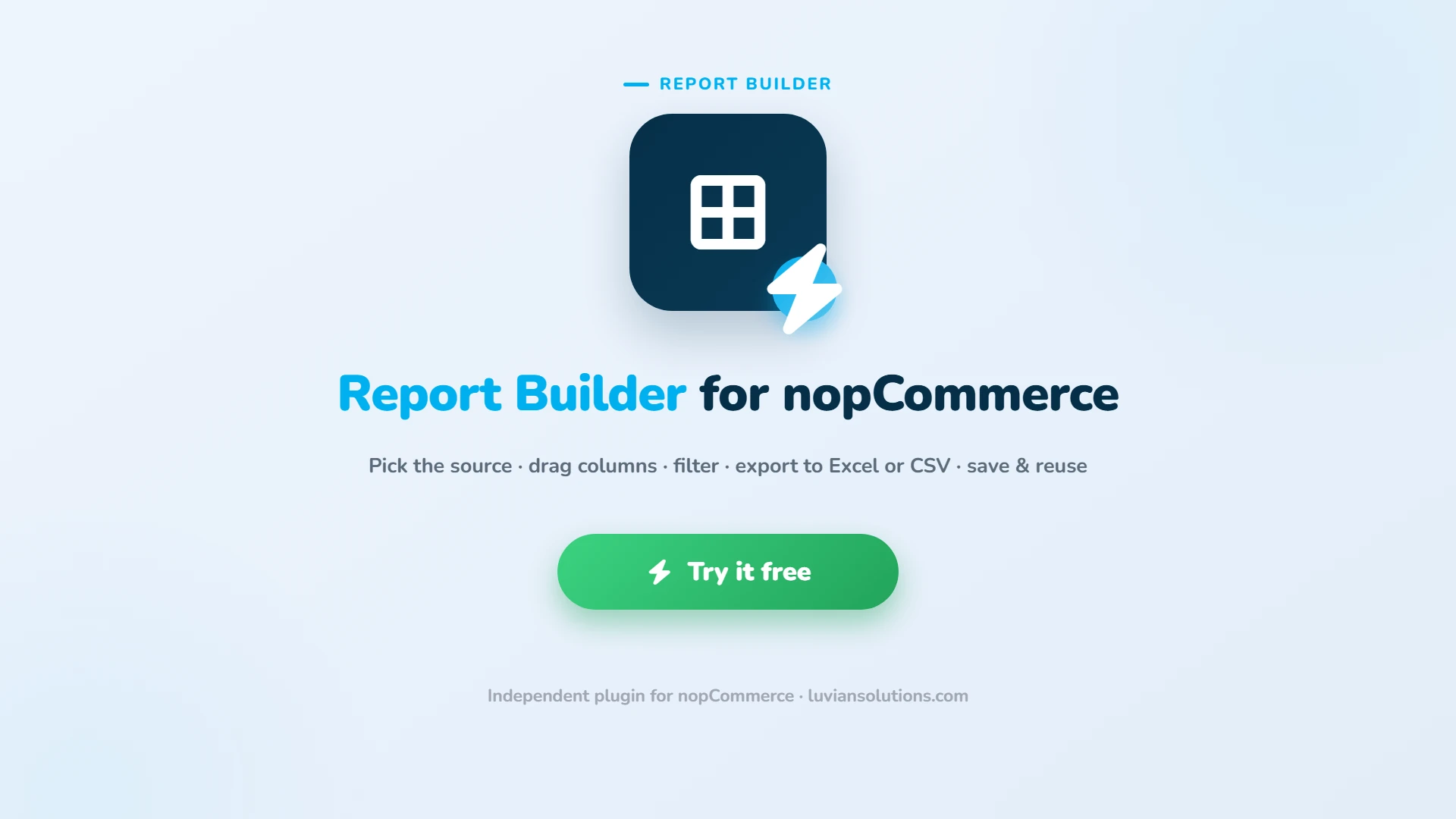 Report Builder for nopCommerce. Try it free.