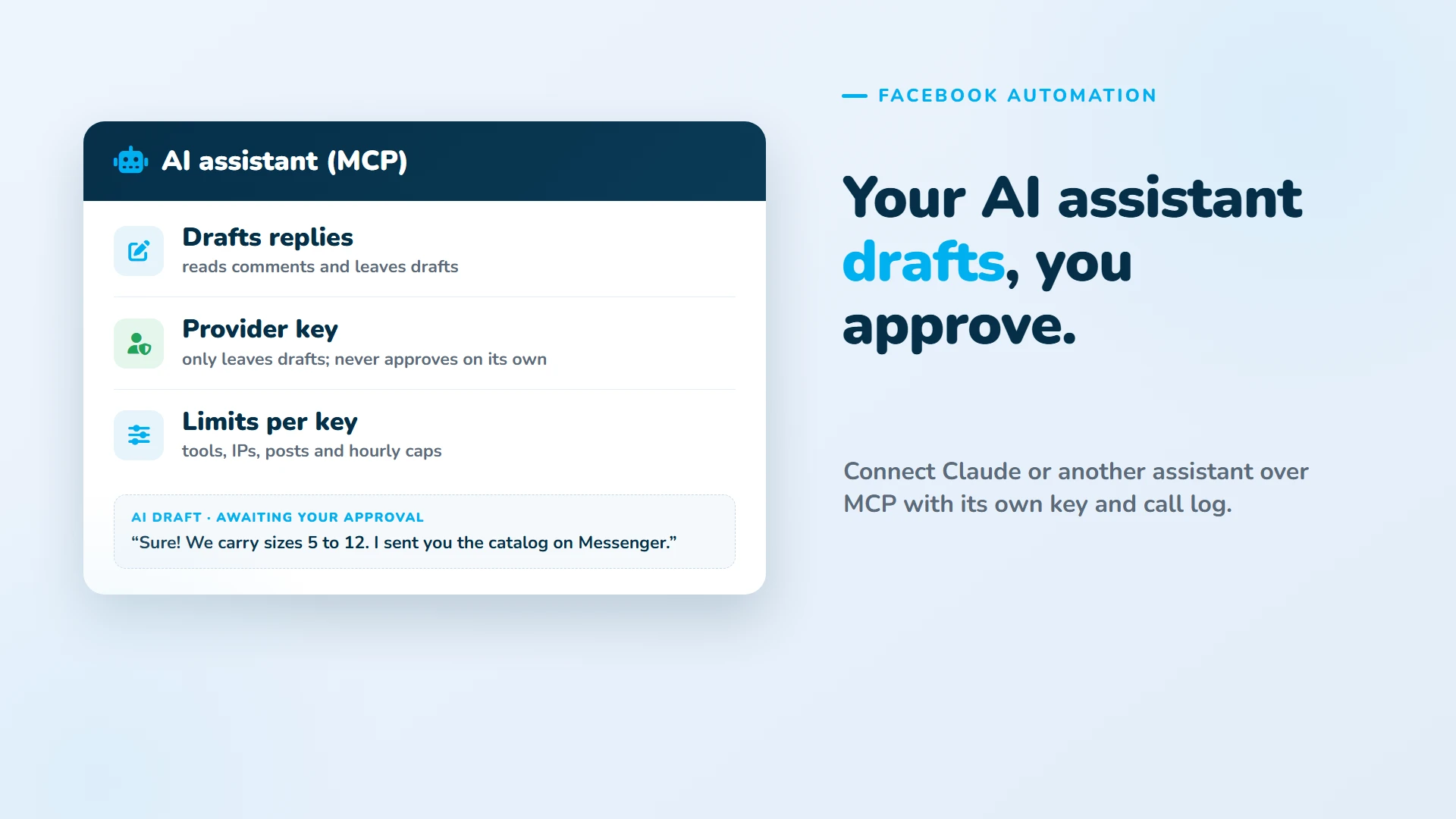 Your AI assistant drafts replies over MCP and you approve them.